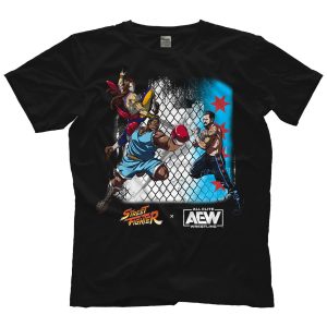 CM Punk Vs. Vega & Balrog Street Fighter x AEW Shirt (Limited Edition Official Capcom x Nerds Clothing Collaboration)