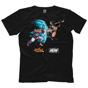 Adam Cole Vs. Ryu & Street Fighter x AEW Shirt (Limited Edition Official Capcom x Nerds Clothing Collaboration)